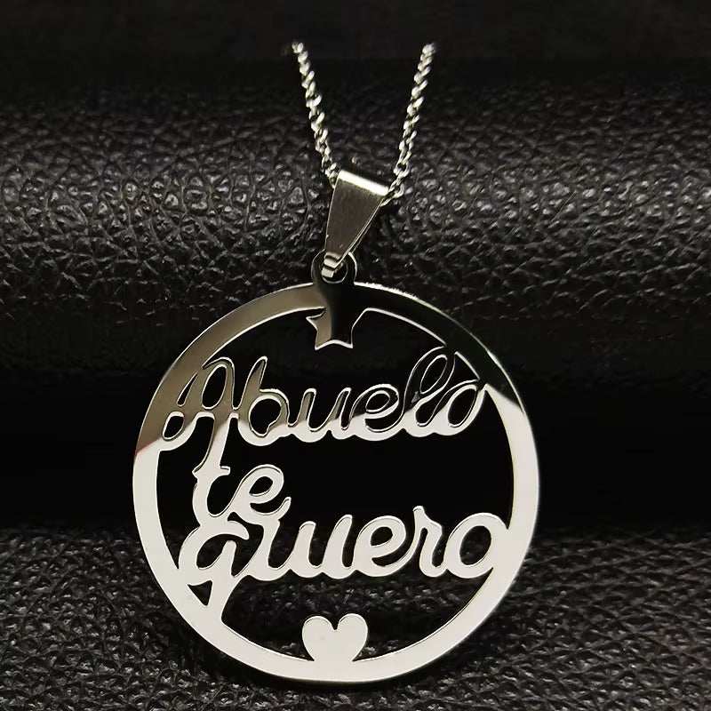 Grandmother Stainless Steel Statement Necklace Women Jewlery Silver Color Necklaces & Pendants Jewelry Navidad N18021
