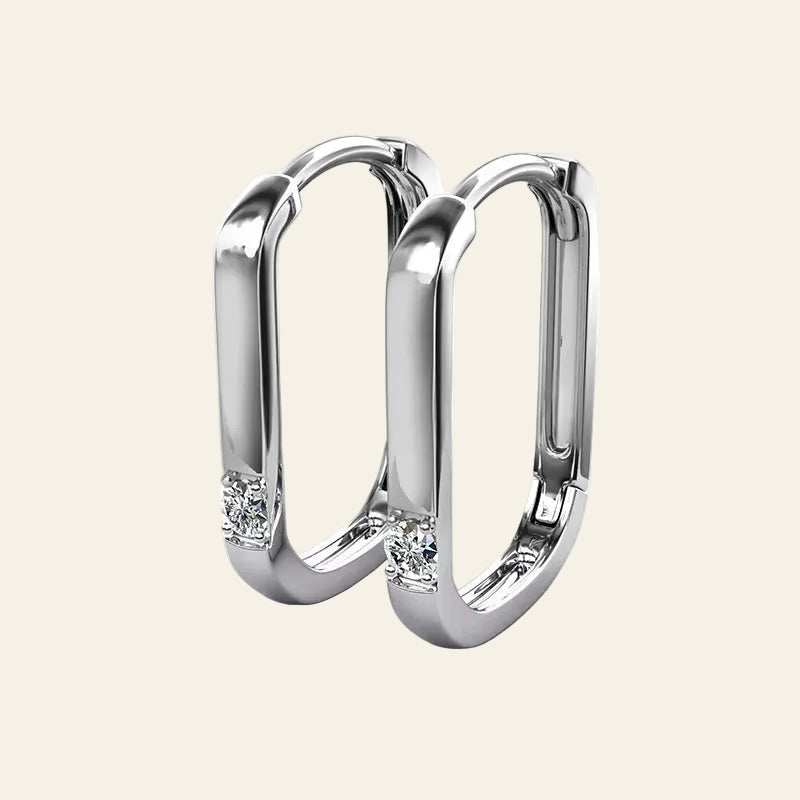 100% 925 Sterling Silver Moissanite Oval Hoop Earrings for Women High Quality Lab Diamond Rectangular Ear Buckles Trendy Jewelry