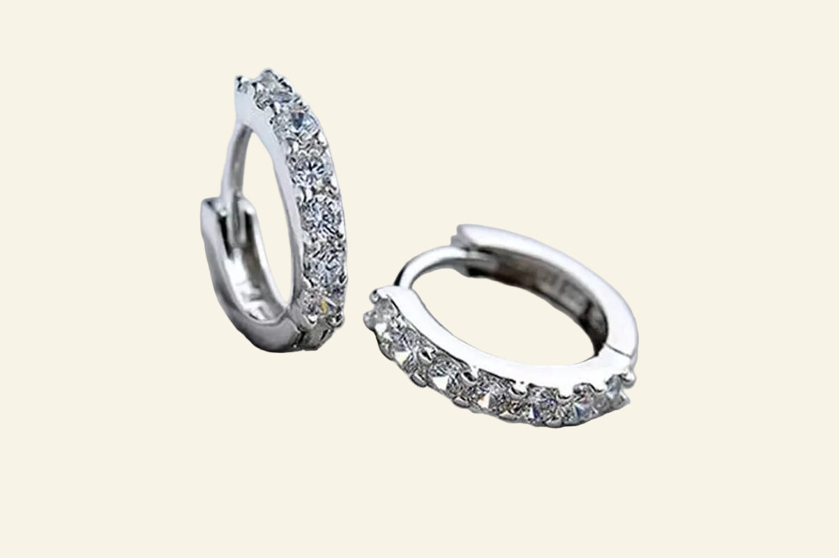 High-Quality 925 Sterling Silver Earrings Luxury 10Mm Circle Zircon Hoop Earring for Grils Woman Wedding Party Jewelry Gifts
