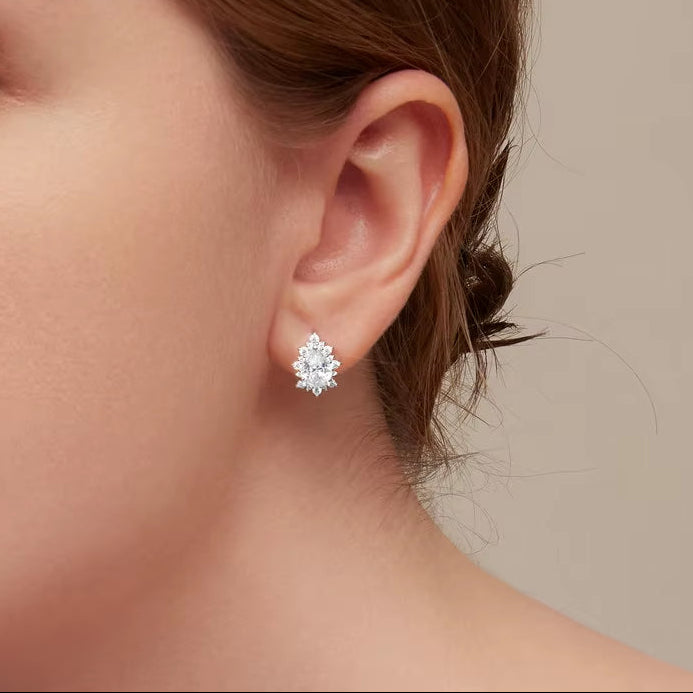 925 Sterling Silver Water-Drop Zircon Ear Buckles for Women Luxury U-Shaped Earrings Wedding Gift Fine Jewelry BSE670