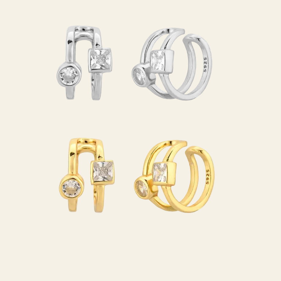 925 Sterling Silver Gold Zircon Circle Ear Cuff Earring Non Piercing Clips Earcuff 2020 Jewelry Party Rock Punk Jewels