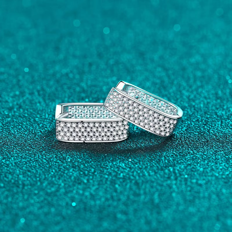 Full D Color Sparkling Moissanite Earrings 925 Sterling Silver Classic Shining Hoop Earrings for Women Wedding Jewelry