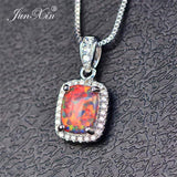 Female Luxury Necklaces White/Purple Necklaces & Pendants Fashion Blue Fire Opal Necklaces for Women Vintage Wedding Jewelry
