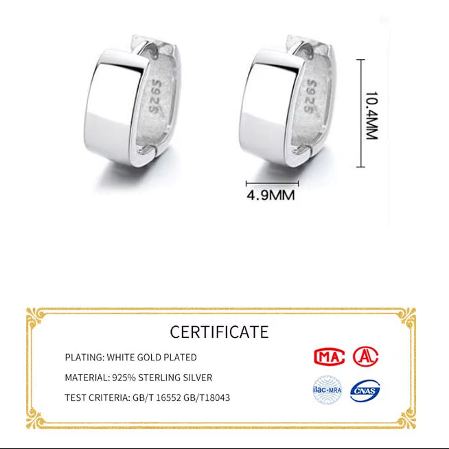 Real 925 Sterling Silver 18K Geometric round Hoop Earrings for Fashion Women Classic Fine Jewelry Minimalist Accessories