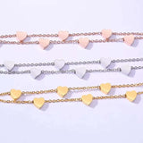 Charming Multiple Heart Double Bracelets&Bangles Three Color Stainless Steel Bracelets Statement Jewelry for Women Girls