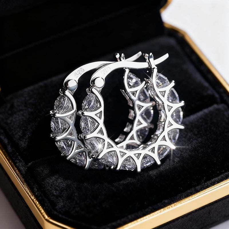 Women'S 925 Sterling Silver Hoop Earrings with Cubic Zirconia, Delicate and Small Hypoallergenic round Earrings, Fashionable Jewelry Gift, Suitable for Daily Wear and Parties