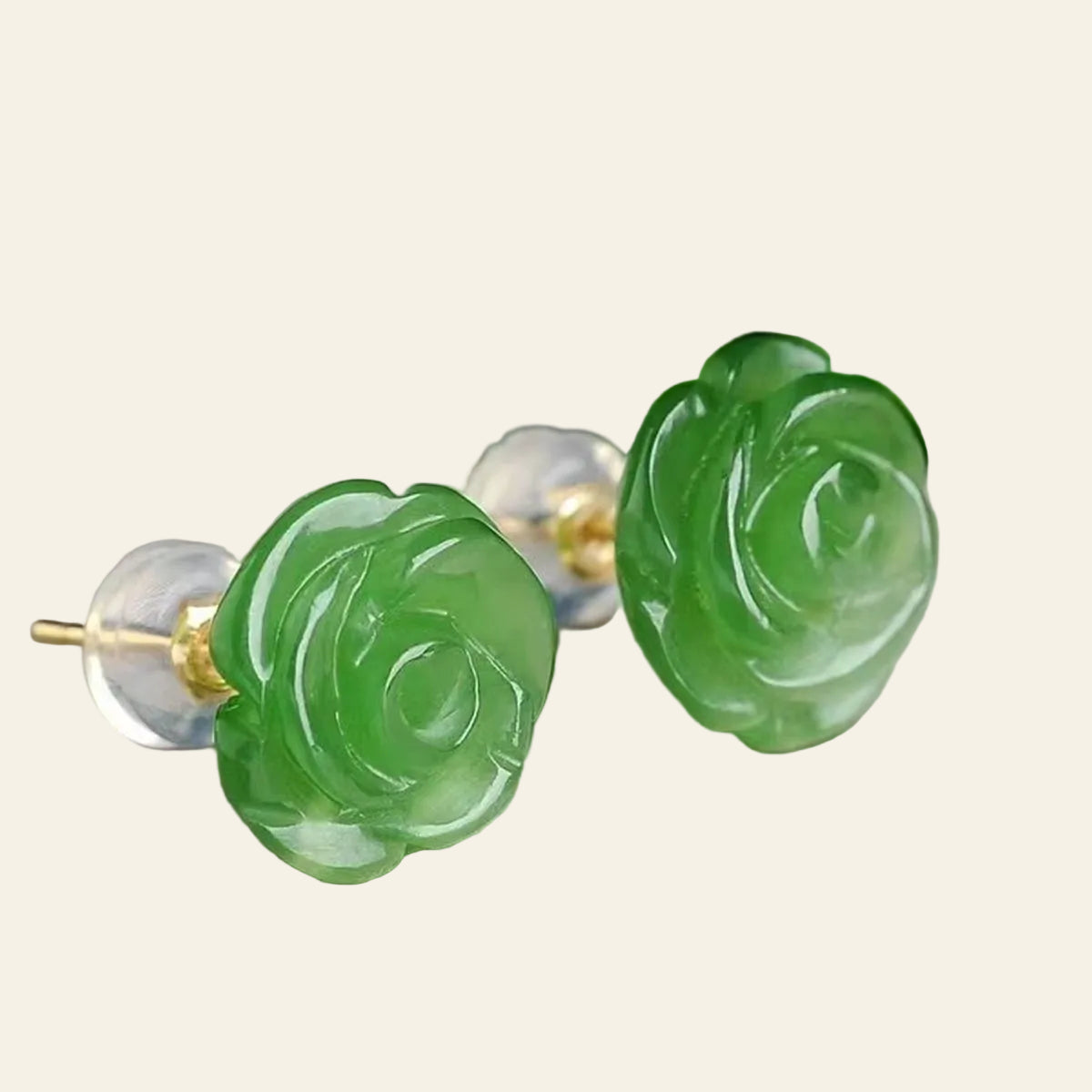 Natural Green Jade Rose Women Earrings 925 Sterling Silver Ear Studs Vintage Gemstone Jewelry Amulet Luxury Gift Ethnic Style