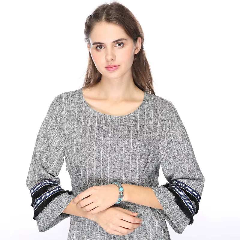 Vintage Natural Stone Bohemian Bracelet for Women Handmade Jewelry Blue round Beads Carved Boho Bracelets Bangles Femme Pulseras