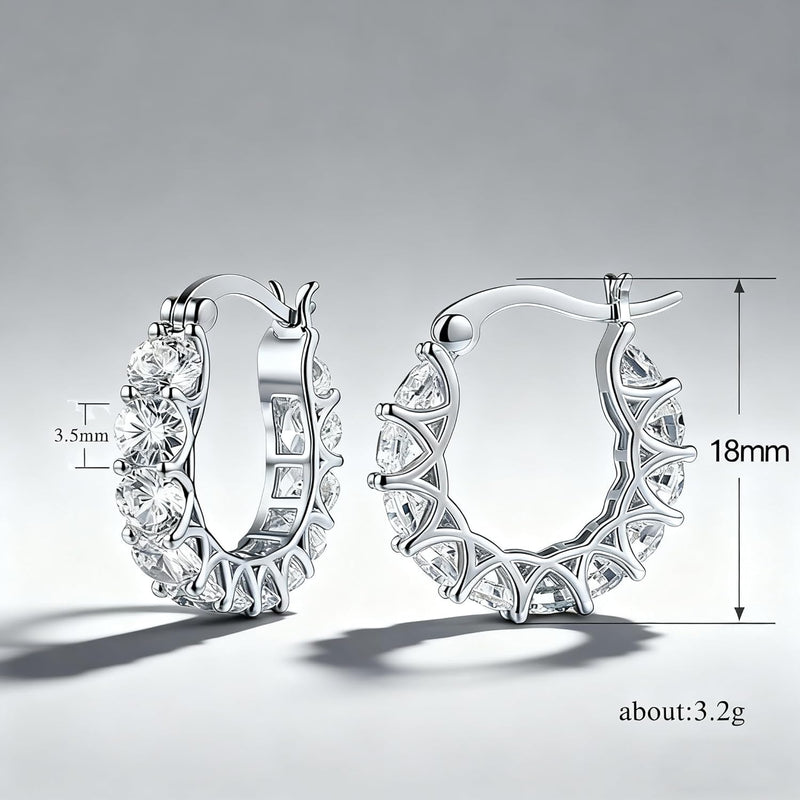 Women'S 925 Sterling Silver Hoop Earrings with Cubic Zirconia, Delicate and Small Hypoallergenic round Earrings, Fashionable Jewelry Gift, Suitable for Daily Wear and Parties