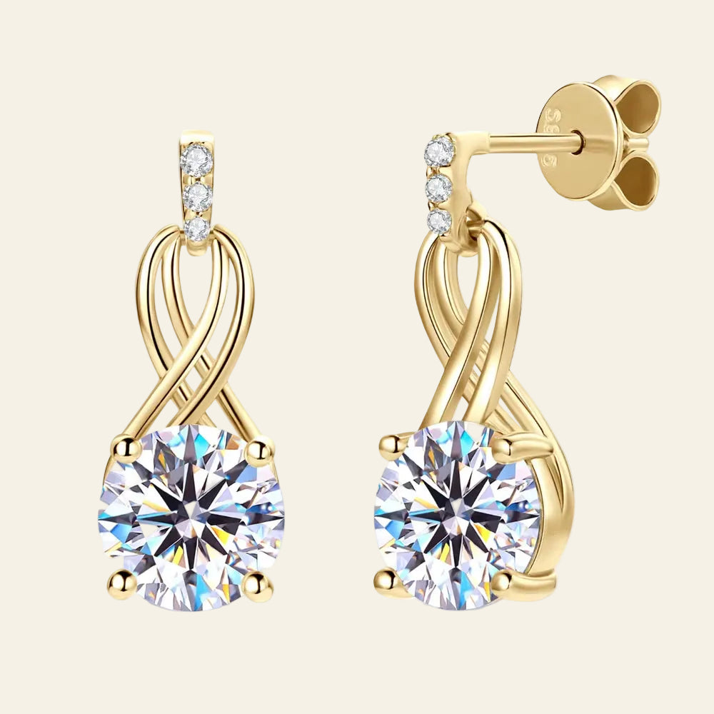 Plated 18K Gold 2 Carat Moissanite Hoop Earrings with Certificates 8Mm Lab Diamond Earring for Women Original 925 Silver Jewelry