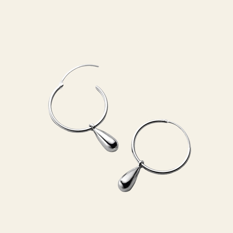 Simple Water Drops Earrings for Women Genuine 925 Sterling Silver Geometric Dangle Earring Fashion Fine Jewelry Bijoux