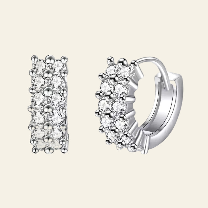 2Mm Full Moissanite Earrings Women Luxury Quality Party S925 Sterling Silver with White Gold Plated Hoop Wedding Earring