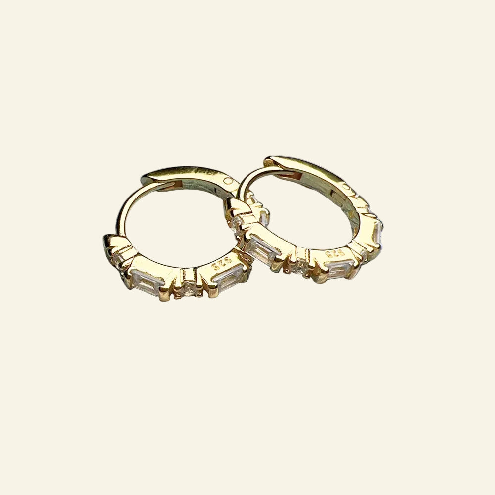 Bamboo Golden Creole Hinged Hoop Earrings Europe Fine Jewerly for Women Gift in Solid 925 Sterling Silver