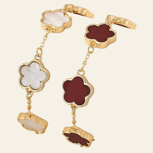 2 PCS Lucky Floral Bracelet Set for Women, Elegant Flower Chain Link Design, Charming and Timeless Jewelry, Great for Everyday Use and Special Events