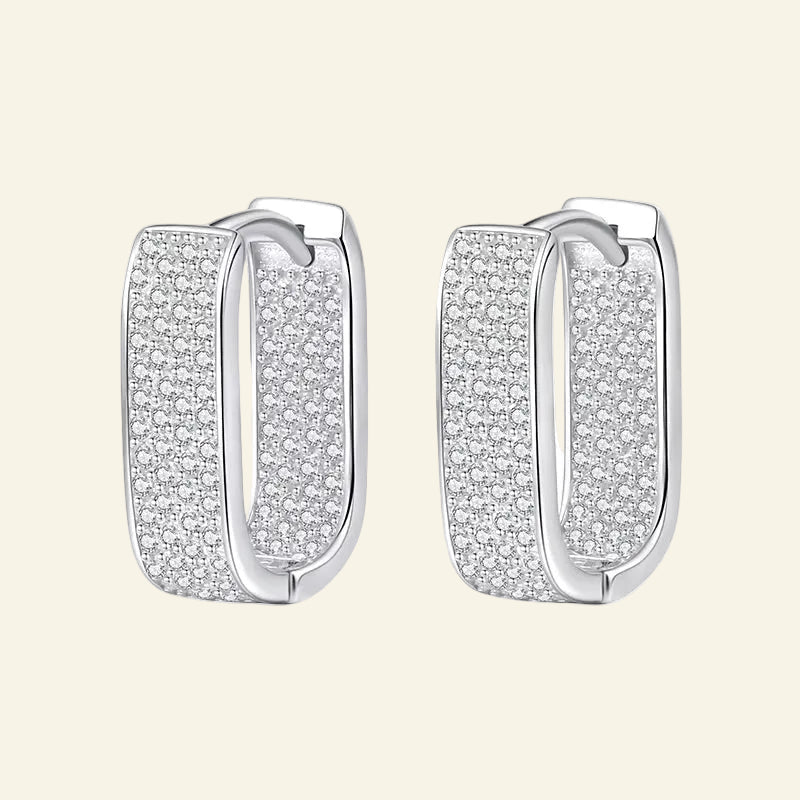 Full D Color Sparkling Moissanite Earrings 925 Sterling Silver Classic Shining Hoop Earrings for Women Wedding Jewelry