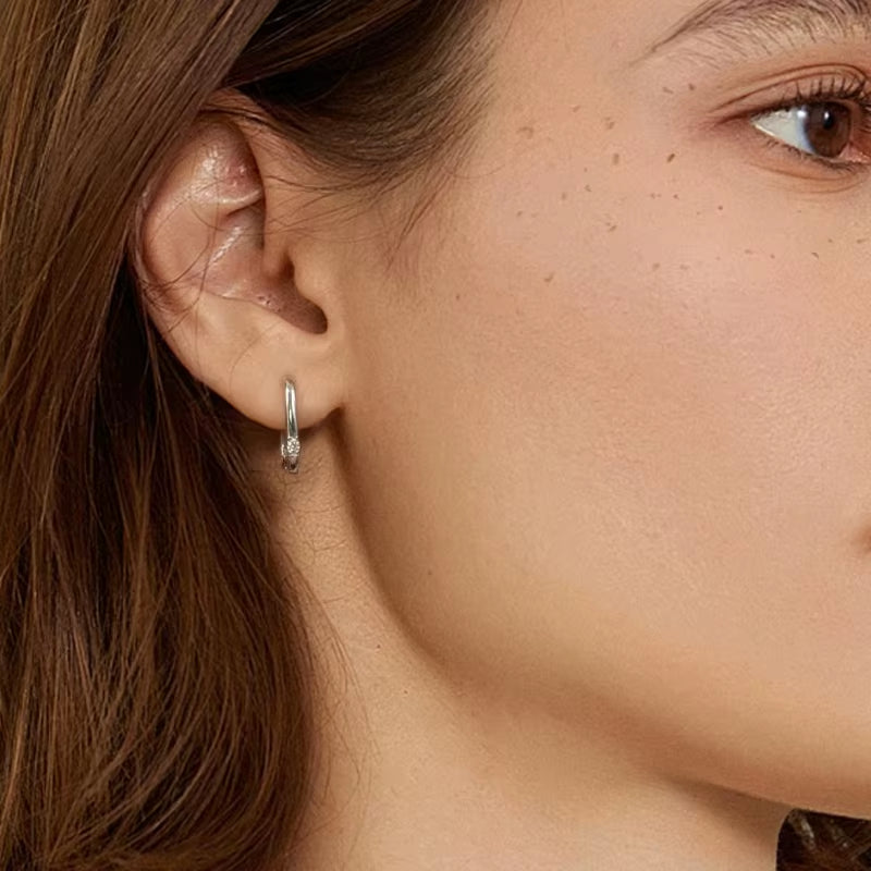 100% 925 Sterling Silver Moissanite Oval Hoop Earrings for Women High Quality Lab Diamond Rectangular Ear Buckles Trendy Jewelry