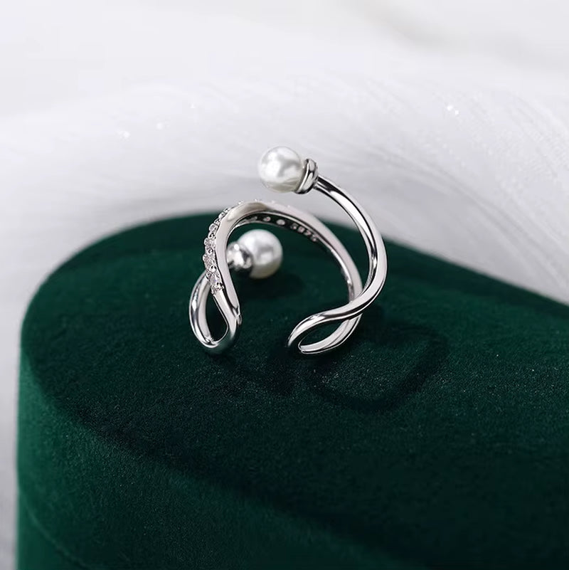 1 Piece Real 925 Sterling Silver Zircon Pearl Spiral Clip Earrings for Women Classic Fine Jewelry Geometric Accessories