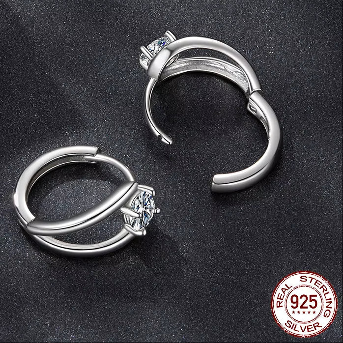 0.3CT Moissanite Hoop Earrings Double Layer Huggie Earring D Color VVS1 round Cut Hypoallergenic Lightweight Jewelry Gift