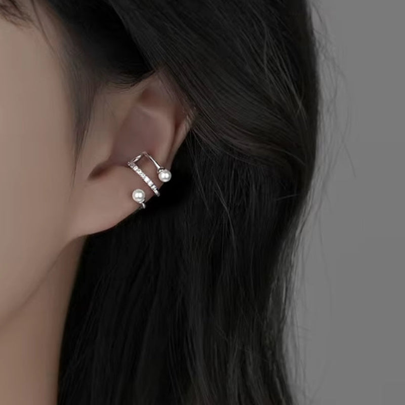 1 Piece Real 925 Sterling Silver Zircon Pearl Spiral Clip Earrings for Women Classic Fine Jewelry Geometric Accessories