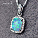 Female Luxury Necklaces White/Purple Necklaces & Pendants Fashion Blue Fire Opal Necklaces for Women Vintage Wedding Jewelry