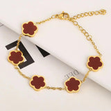 2 PCS Lucky Floral Bracelet Set for Women, Elegant Flower Chain Link Design, Charming and Timeless Jewelry, Great for Everyday Use and Special Events