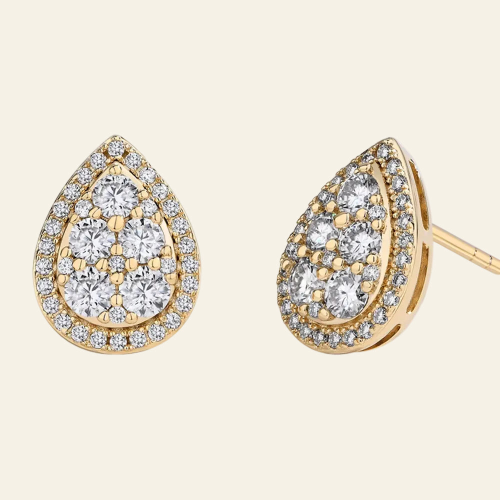 MINTYBOX Halo Moissanite Stud Earrings for Women Waterdrop S925 Silver 0.96Ctw Lab Diamond Earring Luxury Wedding Fine Jewelry