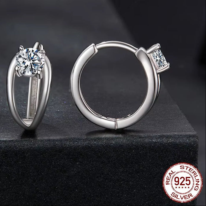 0.3CT Moissanite Hoop Earrings Double Layer Huggie Earring D Color VVS1 round Cut Hypoallergenic Lightweight Jewelry Gift