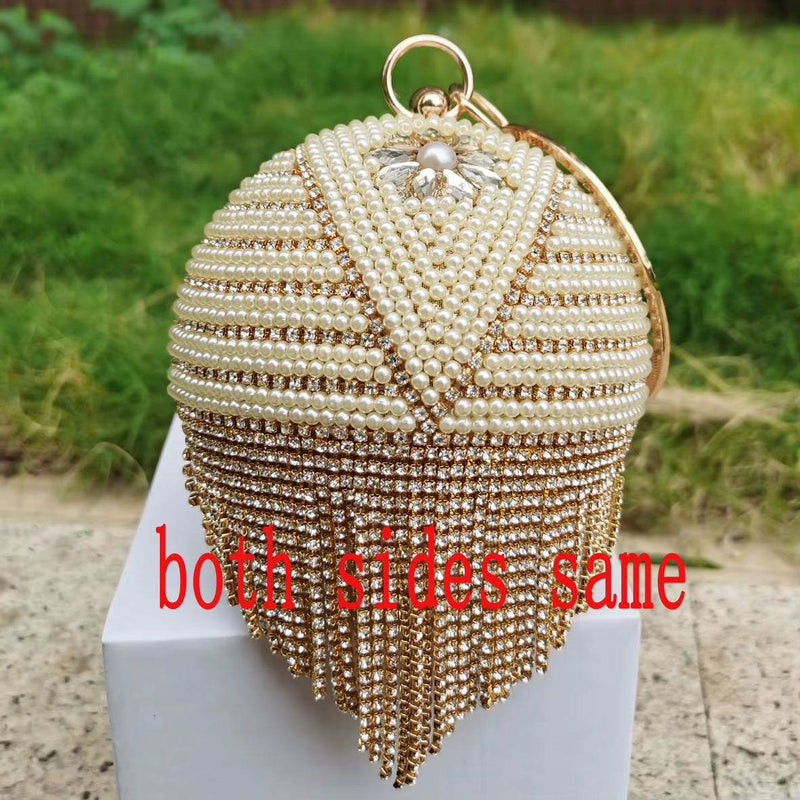 Luxury Ball Bags Designer Tote Women Bags Red Blue Pearl Crystal Handbags Tassels Shoulder Bags