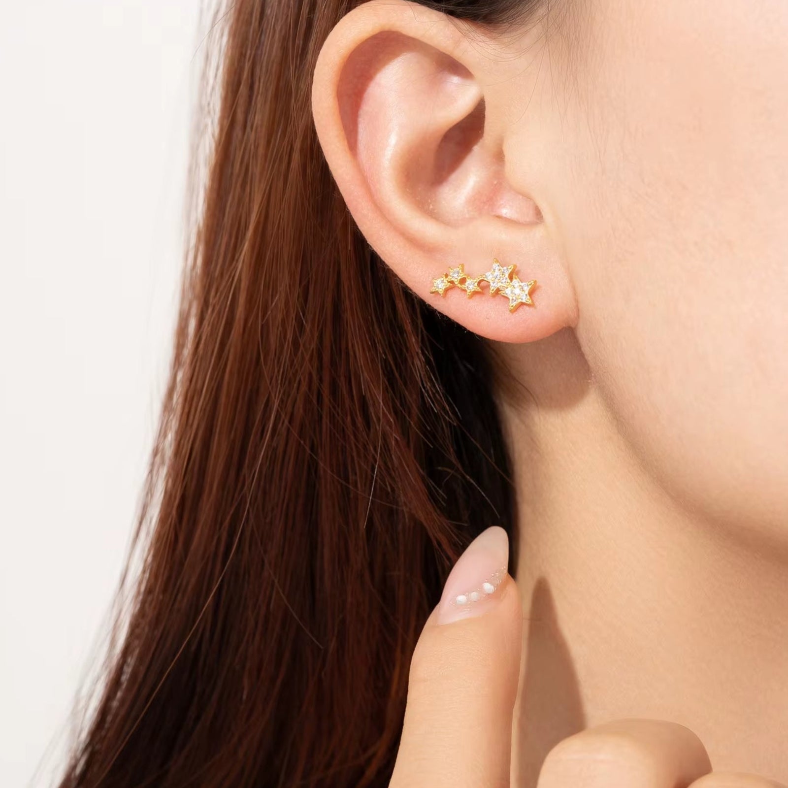 925 Sterling Silver Fine Star Long Stud Earring Clear Zircon CZ Fashion Fine Jewelry Line Star Crystal Jewelry