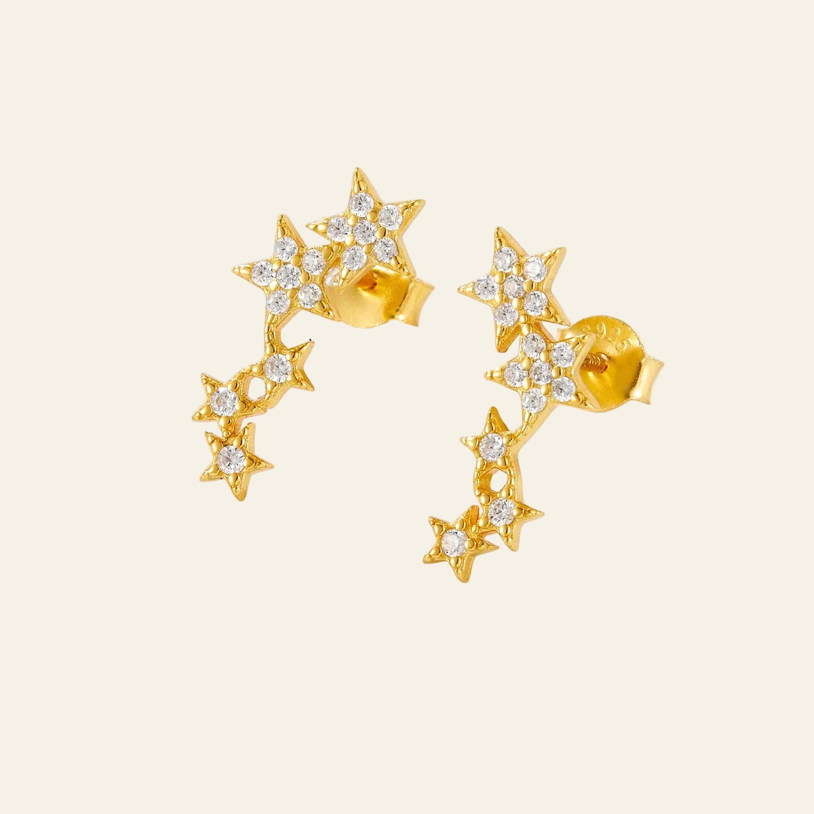 925 Sterling Silver Fine Star Long Stud Earring Clear Zircon CZ Fashion Fine Jewelry Line Star Crystal Jewelry