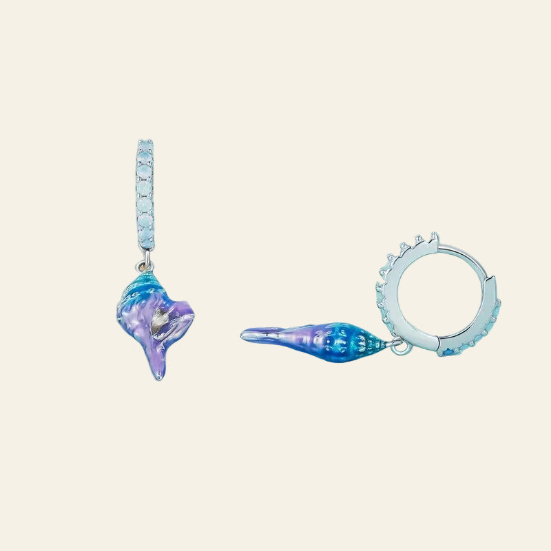 925 Sterling Silver Dreamy Conch Ear Clips 8Mm Ear Buckle with Opal Fine Jewelry for Women Girl Summer Vacation Party Gift