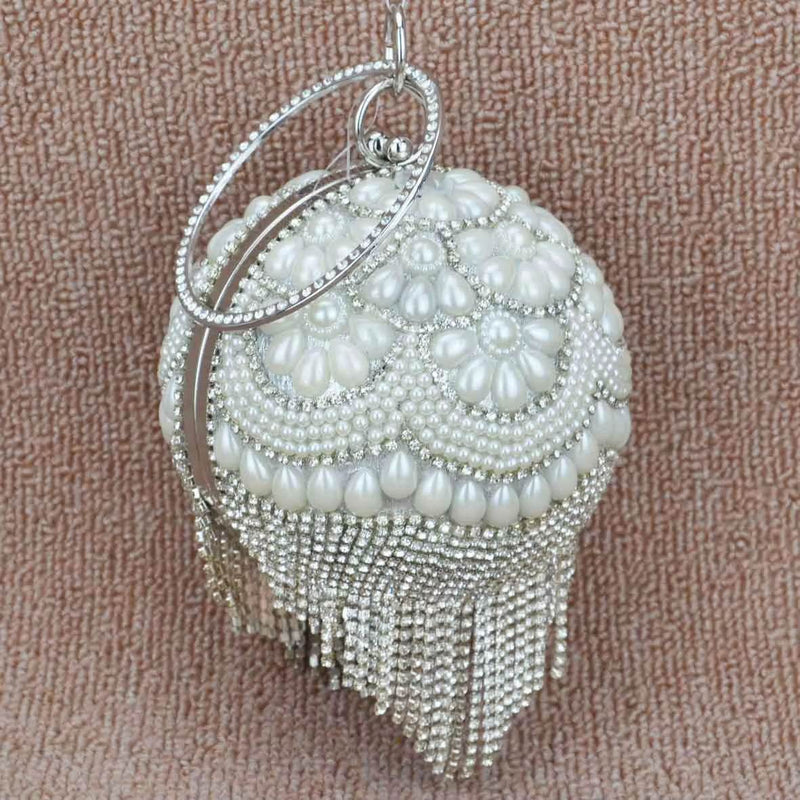 Luxury Ball Bags Designer Tote Women Bags Red Blue Pearl Crystal Handbags Tassels Shoulder Bags