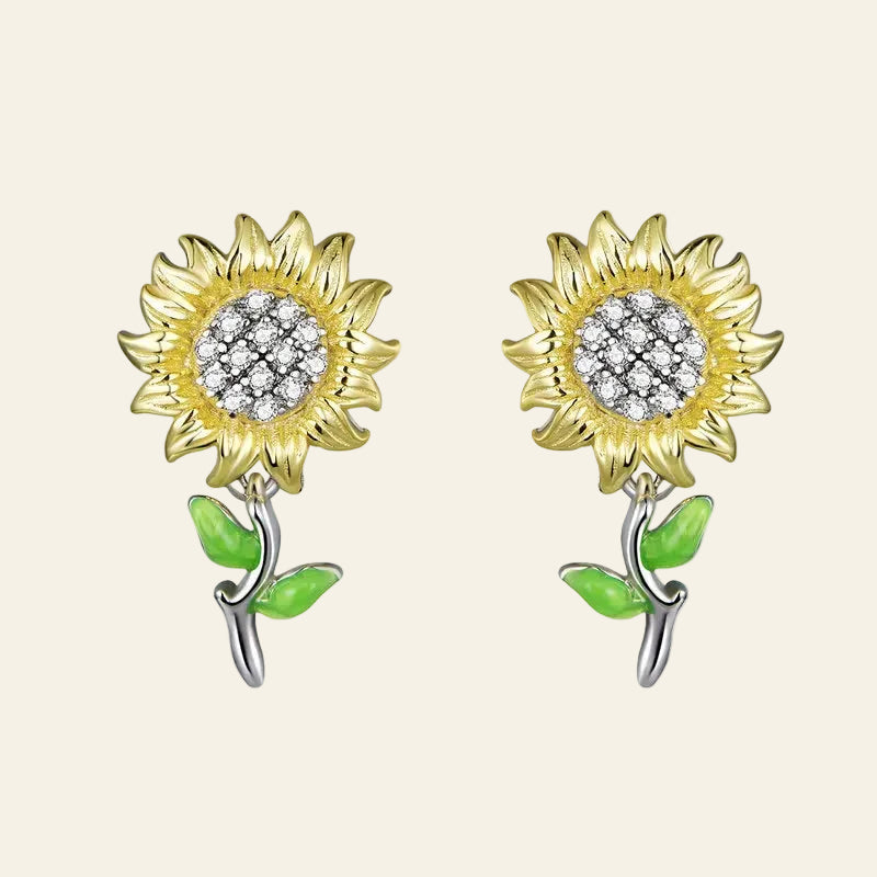 Genuine 925 Sterling Silver Sunflower Stud Earrings for Women Jewelry 2020 Brincos SCE919
