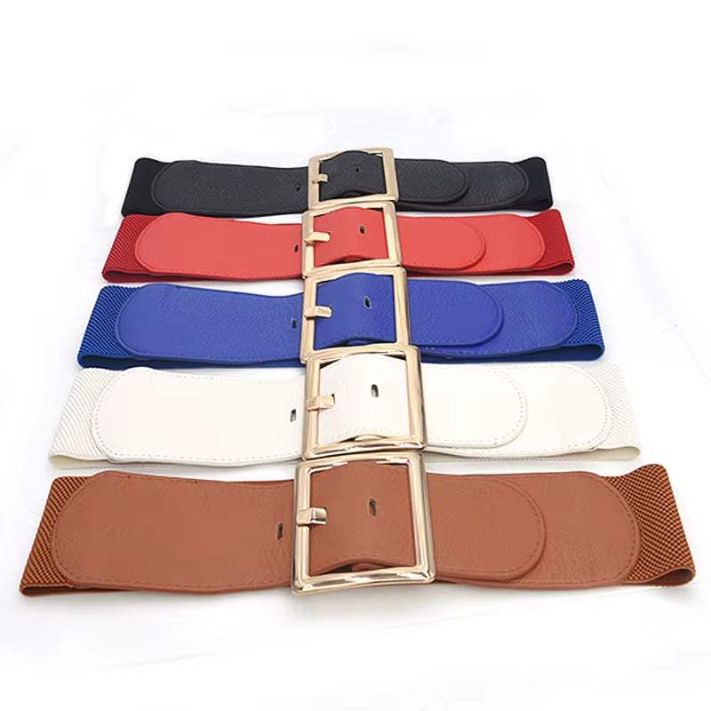Plus Size Corset Belt Ladies Waist Designer Belts for Women Elastic Cummerbunds Brown Stretch Big Dress Waistband