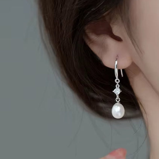 925 Sterling Silver Elegant Fashion Natural Baroque Pearl Pendant Earrings Women Charming Wedding Anniversary Jewelry