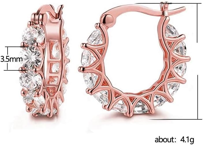 Women'S 925 Sterling Silver Hoop Earrings with Cubic Zirconia, Delicate and Small Hypoallergenic round Earrings, Fashionable Jewelry Gift, Suitable for Daily Wear and Parties