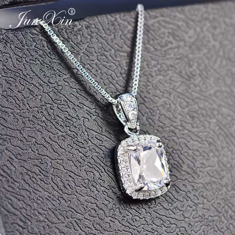 Female Luxury Necklaces White/Purple Necklaces & Pendants Fashion Blue Fire Opal Necklaces for Women Vintage Wedding Jewelry