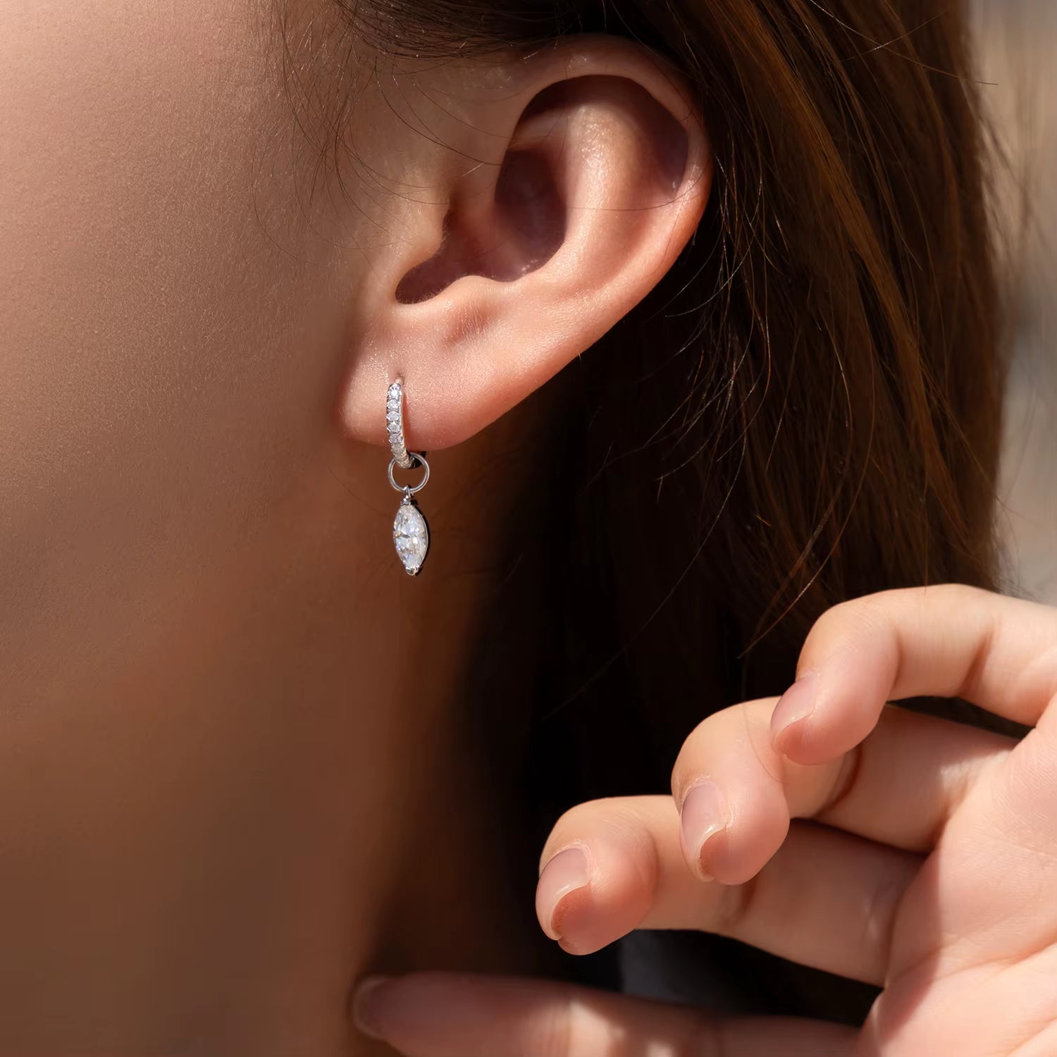 0.5Ct D Color Rhombic Moissanite Ear Buckles 925 Sterling Silver Luxury Shiny Hoop Earrings for Women Wedding Jewelry