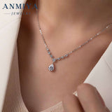 ANMIYA Custom 18K White Gold Zircon Necklace Latest Fancy Zircon Pear Cut Pendant Fancy Sterling Silver Jewelry