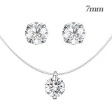 Silver Invisible Chain Necklaces Pendants Rhinestone Choker Necklaces Transparent Fishing Line Collier Femme SCN332