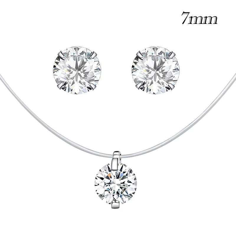 Silver Invisible Chain Necklaces Pendants Rhinestone Choker Necklaces Transparent Fishing Line Collier Femme SCN332