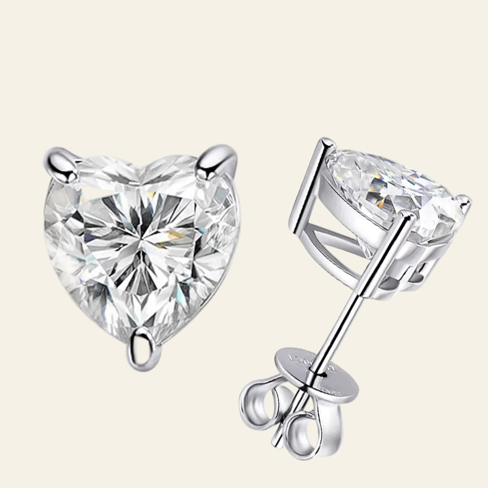 D VVS1 Heart Moissanite Earrings for Women GRA Certified Lab Grow Diamond Solid 925 Silver Plated 18K Gold Stud Earring