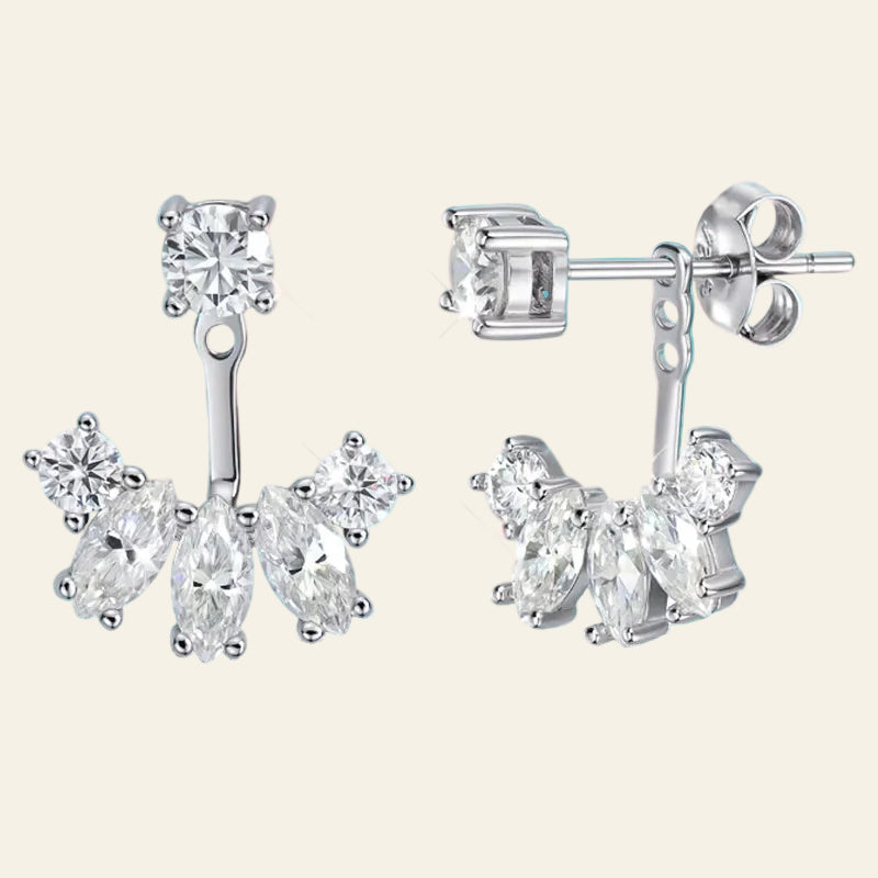 Smyoue GRA Certified All Moissanite Drop  Detachable Earcuff Party Jewelry Pure 925 Silver Stud Earring 2 Use