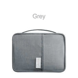 Grey waterproof passport holder travel wallet made of Oxford fabric with handle