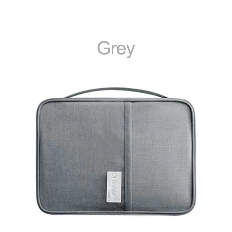 Grey waterproof passport holder travel wallet made of Oxford fabric with handle