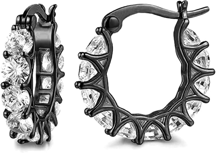 Women'S 925 Sterling Silver Hoop Earrings with Cubic Zirconia, Delicate and Small Hypoallergenic round Earrings, Fashionable Jewelry Gift, Suitable for Daily Wear and Parties