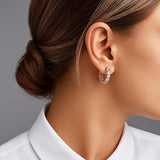 Women'S 925 Sterling Silver Hoop Earrings with Cubic Zirconia, Delicate and Small Hypoallergenic round Earrings, Fashionable Jewelry Gift, Suitable for Daily Wear and Parties