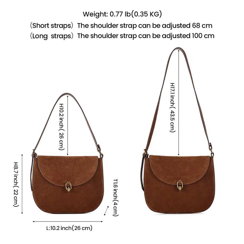 Luxury Brand Rodeo Women Bags brown genuine leather suede shoulder and crossbody bag with adjustable straps