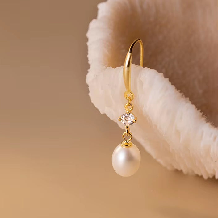 925 Sterling Silver Elegant Fashion Natural Baroque Pearl Pendant Earrings Women Charming Wedding Anniversary Jewelry