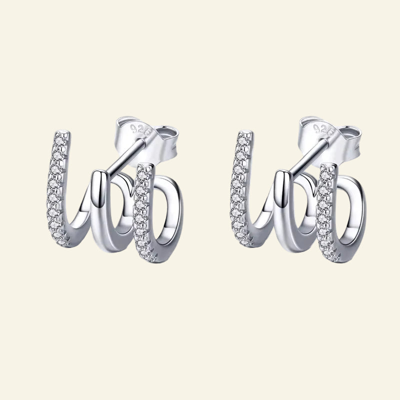 New Arrival 100% Real 925 Sterling Silver Love Rotation Stud Earrings Cute Square Zircon Earrings for Women CQE585